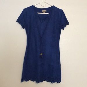 Blue suede dress